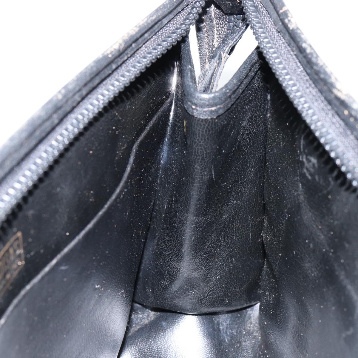 FENDI Zucchino Canvas Clutch Bag Black Auth 153013