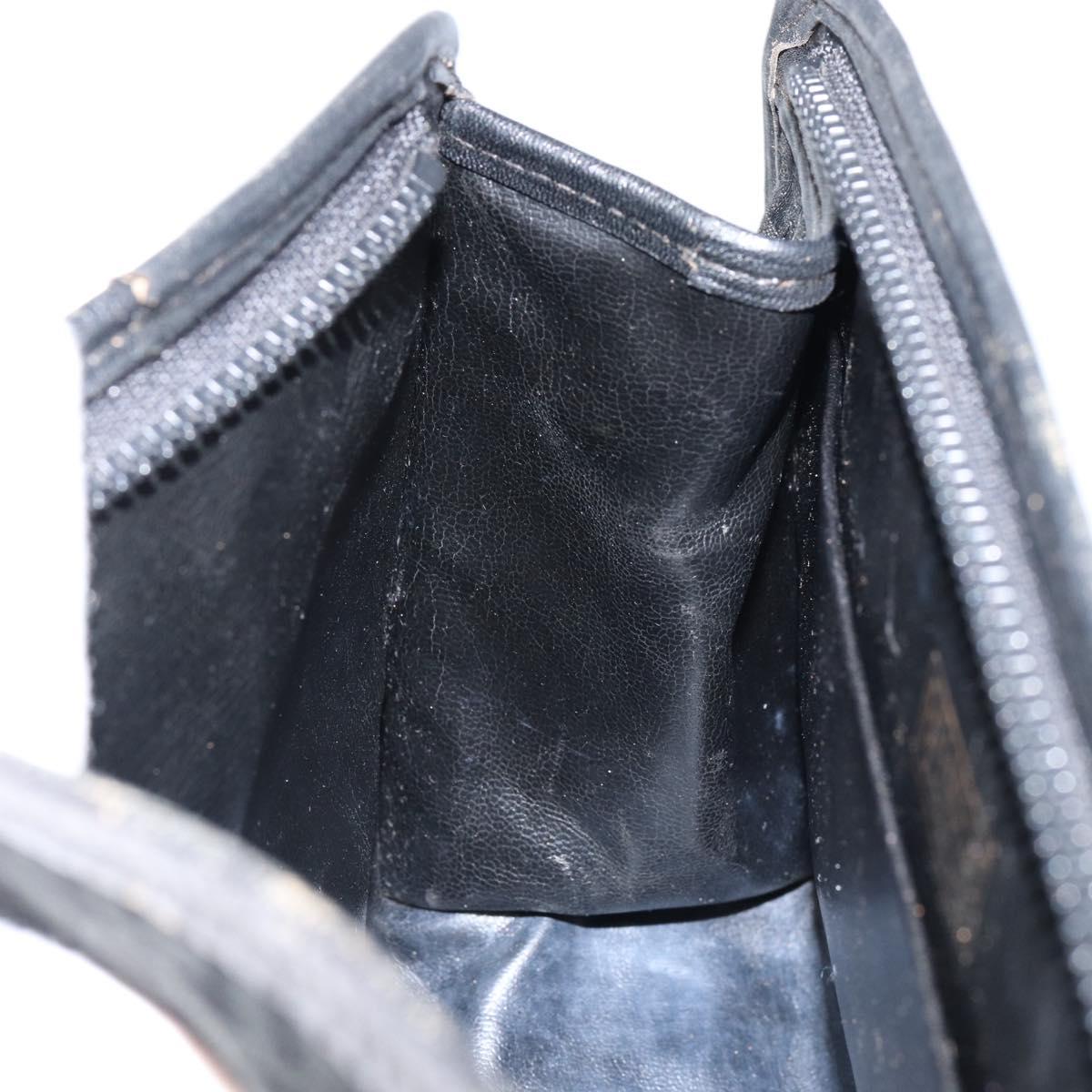 FENDI Zucchino Canvas Clutch Bag Black Auth 153013