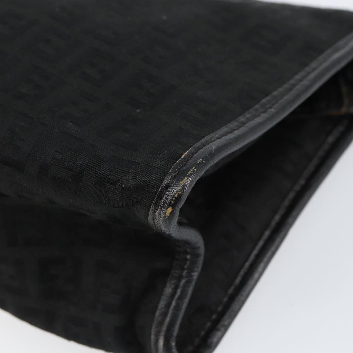 FENDI Zucchino Canvas Clutch Bag Black Auth 153013