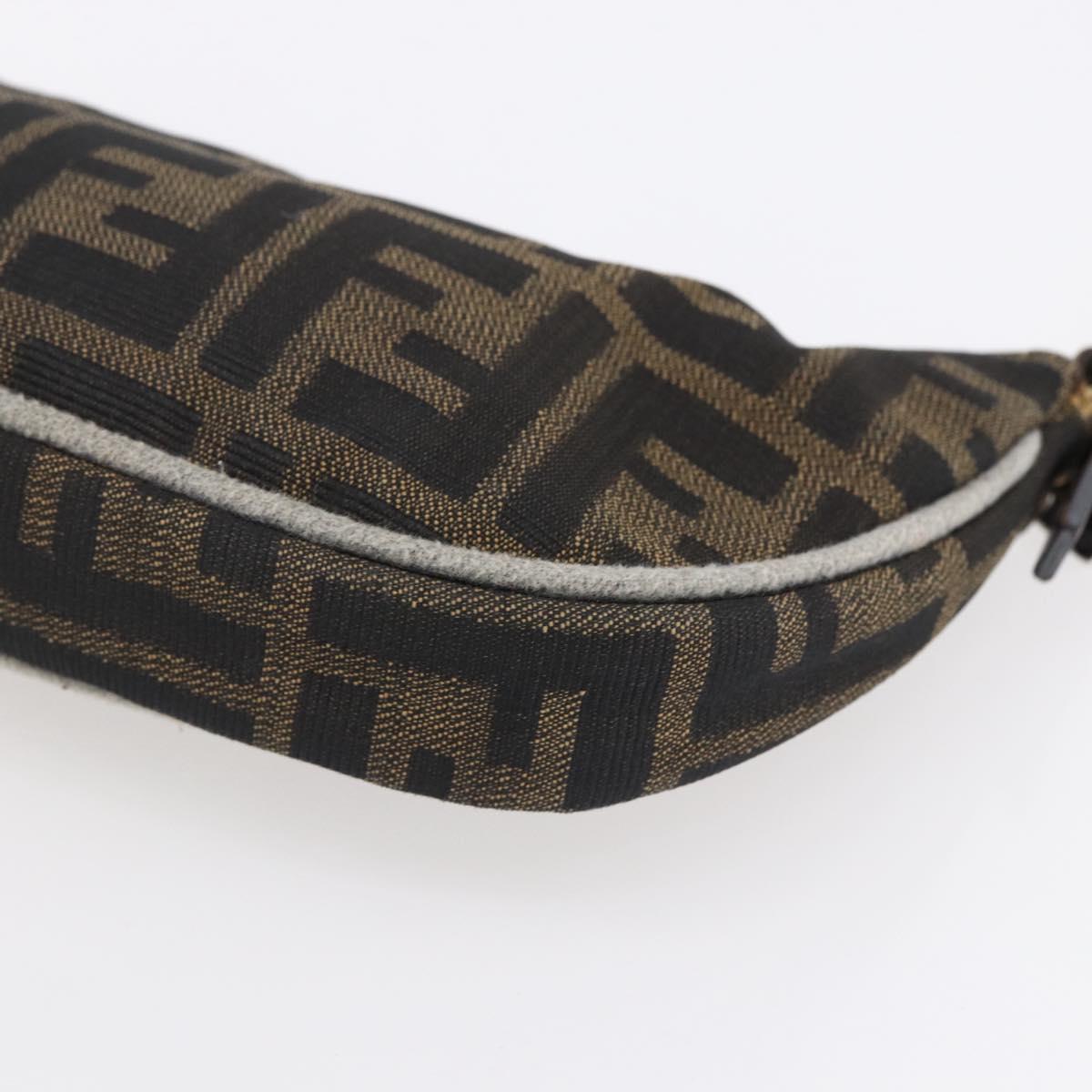 FENDI Zucca Canvas Shoulder Bag Black Brown Auth 153017