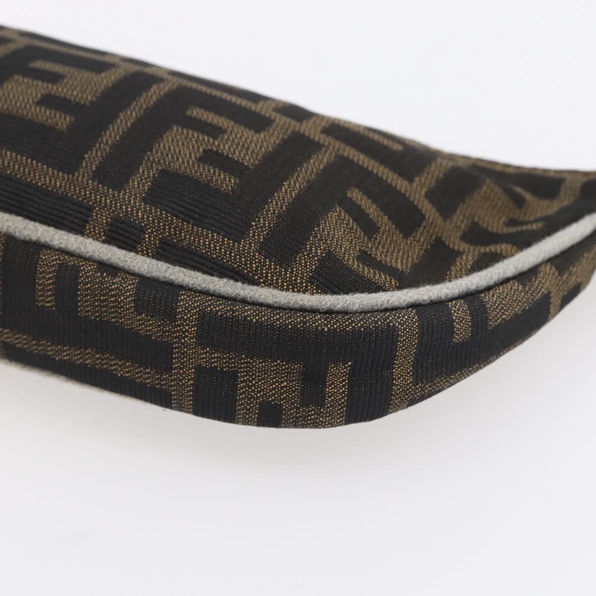 FENDI Zucca Canvas Shoulder Bag Black Brown Auth 153017