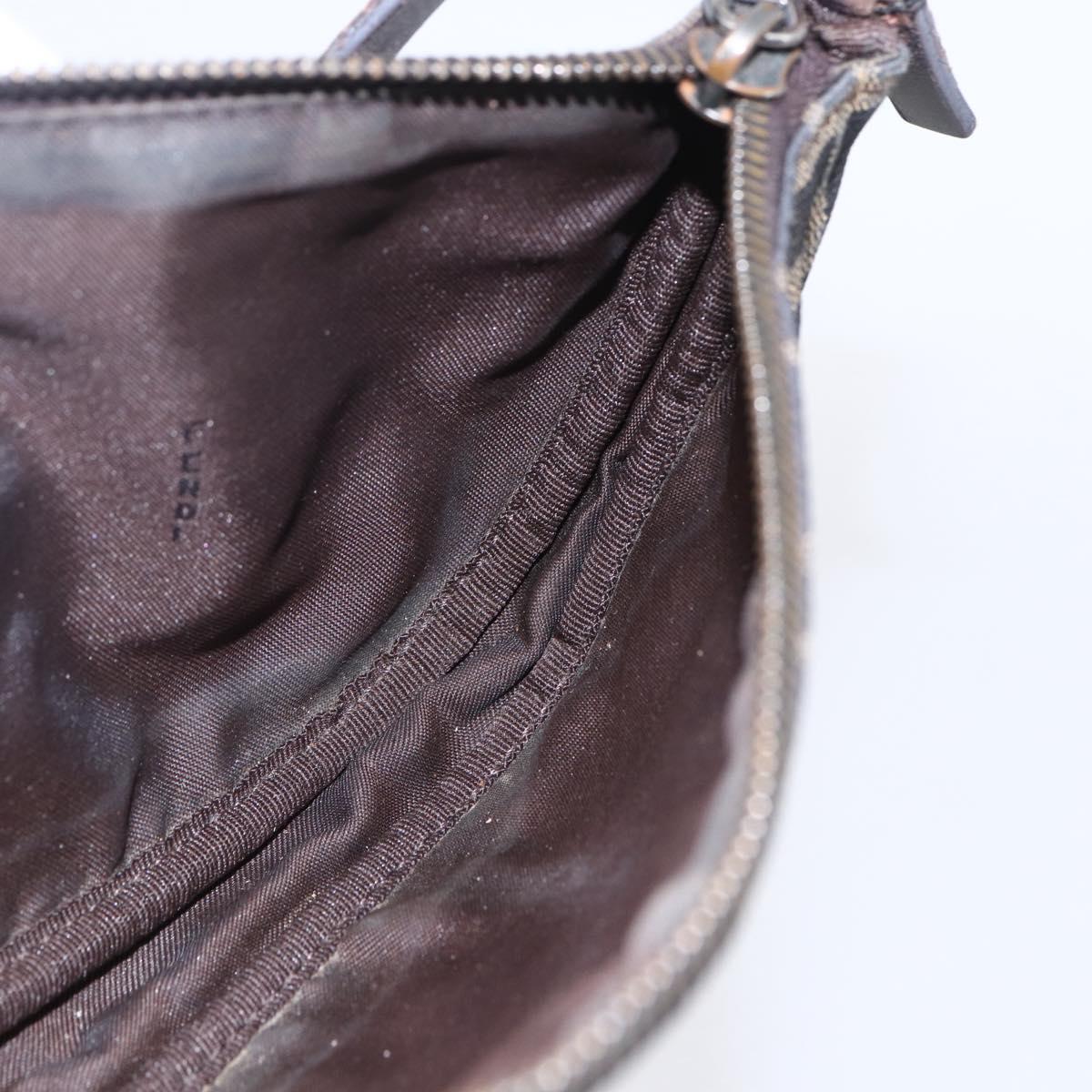 FENDI Zucca Canvas Shoulder Bag Black Brown Auth 153017