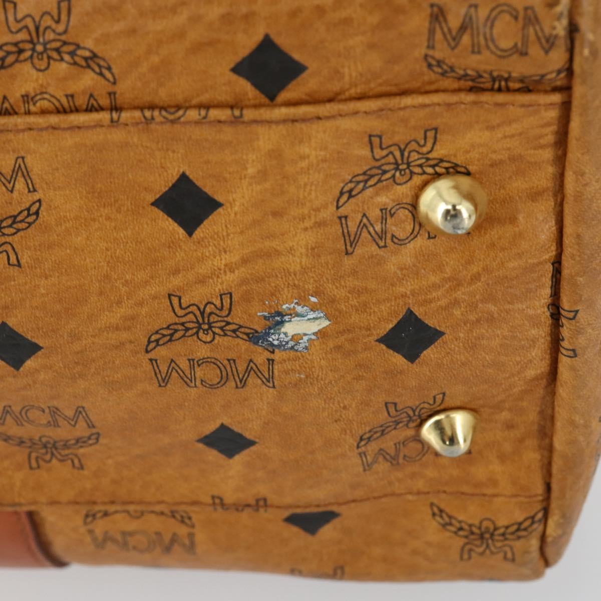 MCM Logogram Vicetos Boston Bag PVC Leather Brown Gold Auth 153018