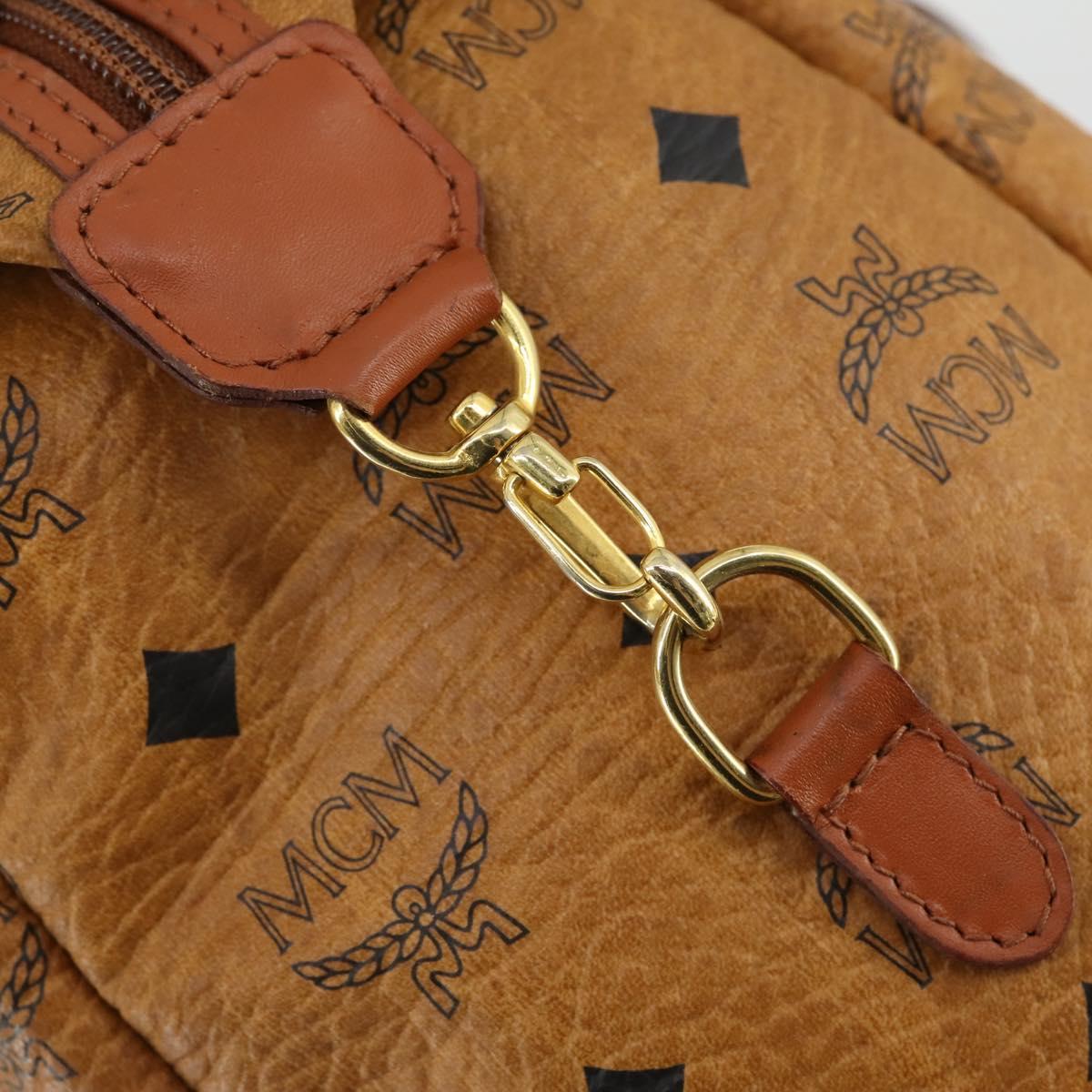 MCM Logogram Vicetos Boston Bag PVC Leather Brown Gold Auth 153018