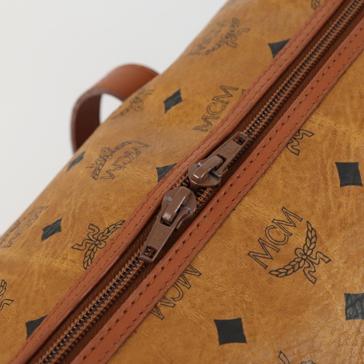 MCM Logogram Vicetos Boston Bag PVC Leather Brown Gold Auth 153018