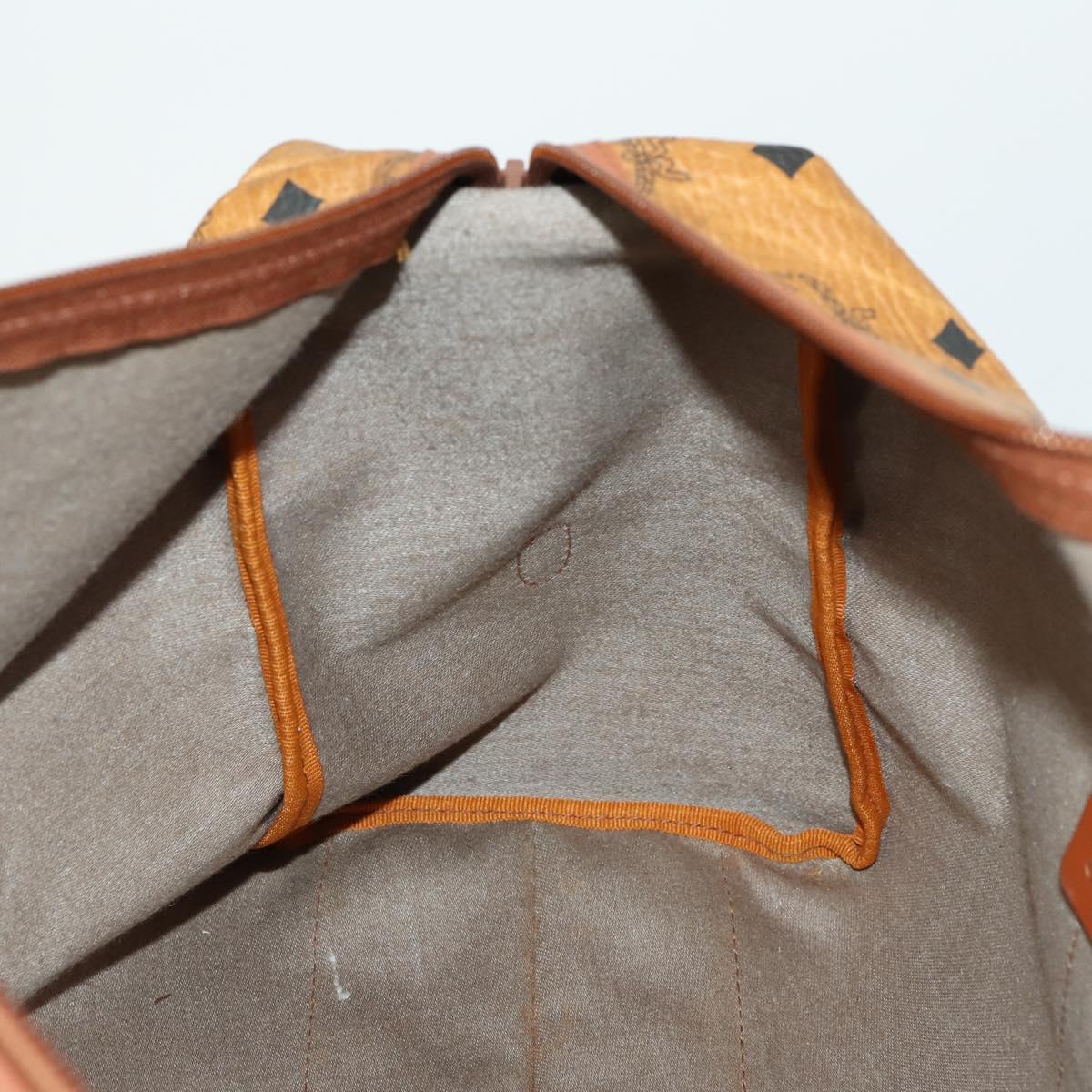 MCM Logogram Vicetos Boston Bag PVC Leather Brown Gold Auth 153018