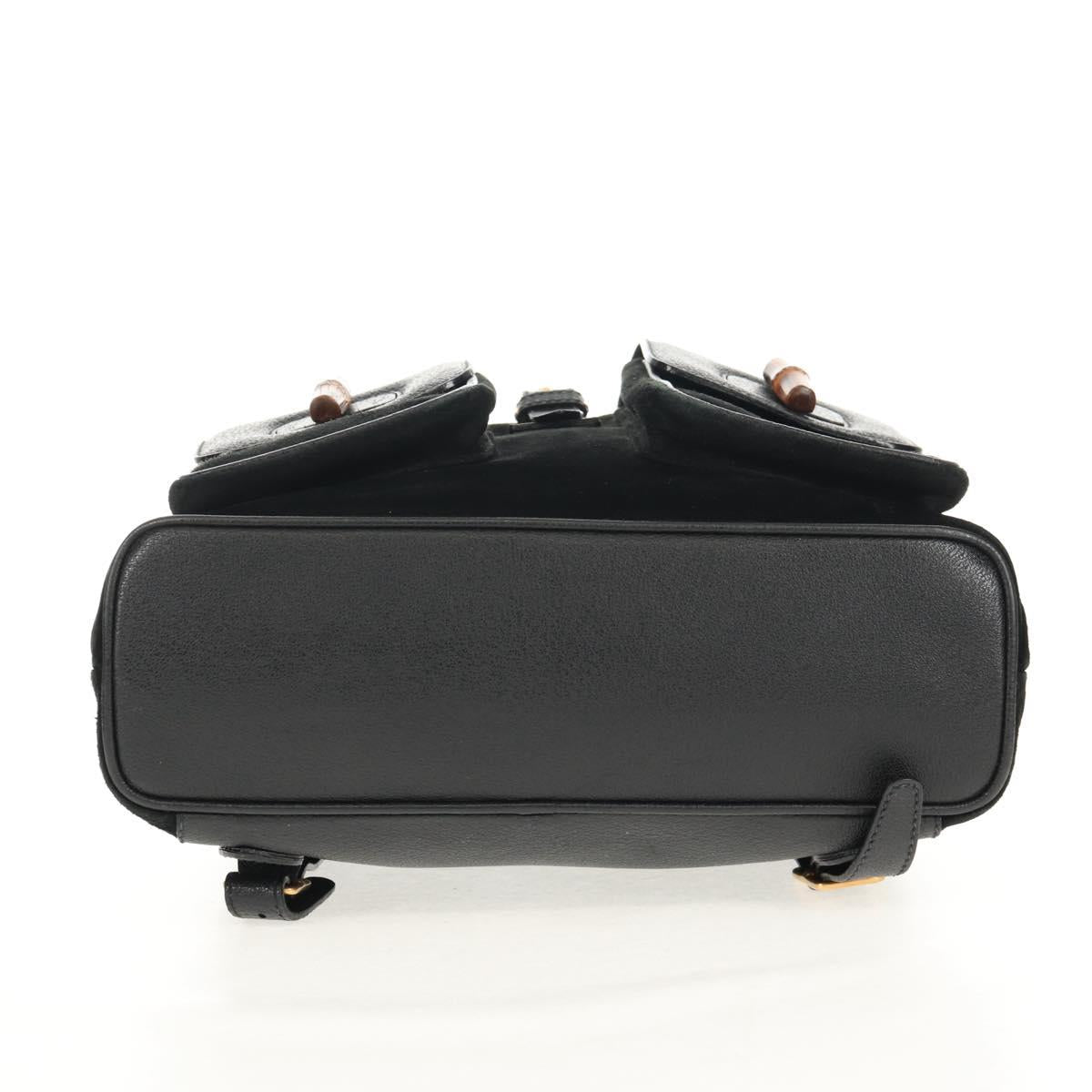 GUCCI Bamboo Backpack Suede Black Gold 003 2058 0016 Auth 153019V