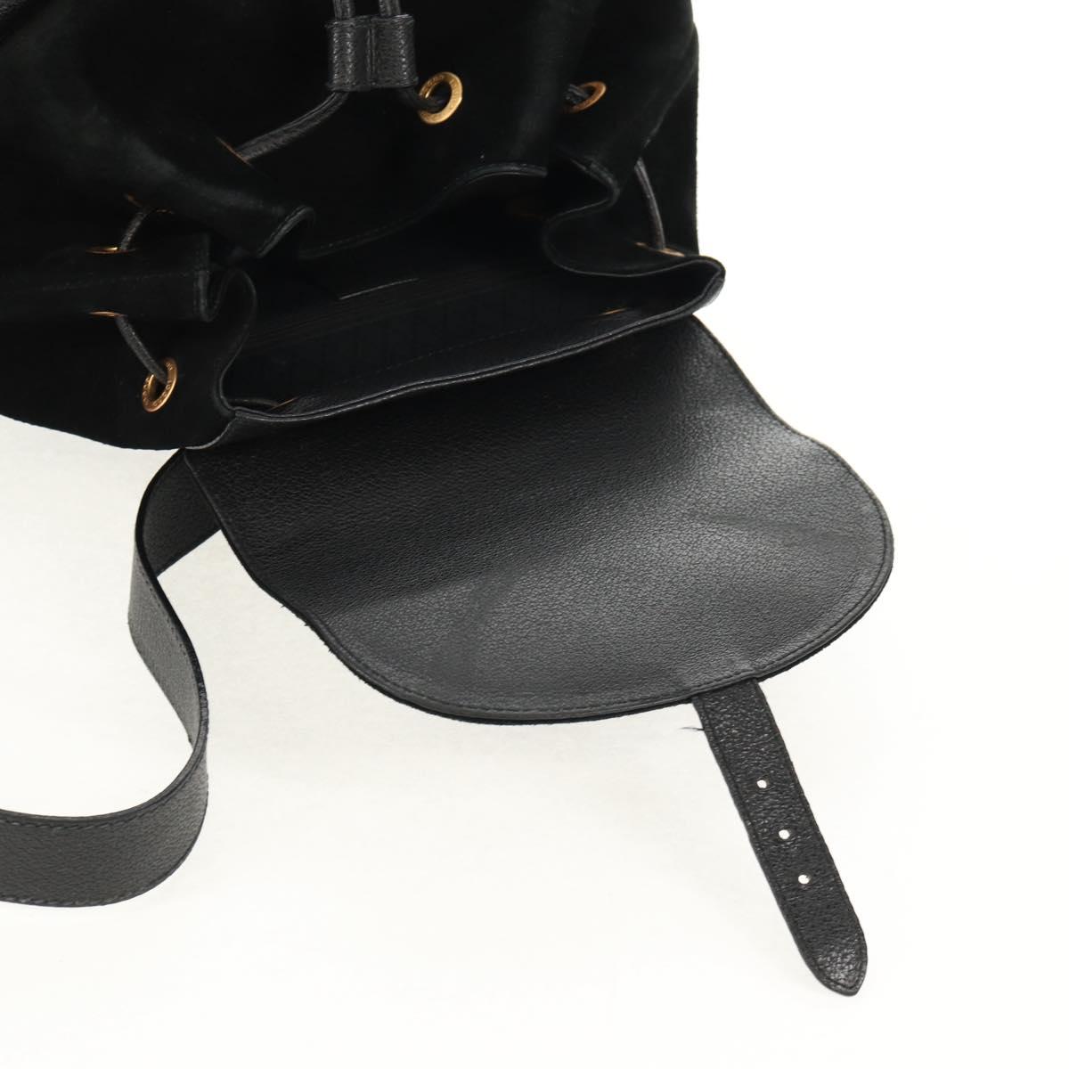 GUCCI Bamboo Backpack Suede Black Gold 003 2058 0016 Auth 153019V