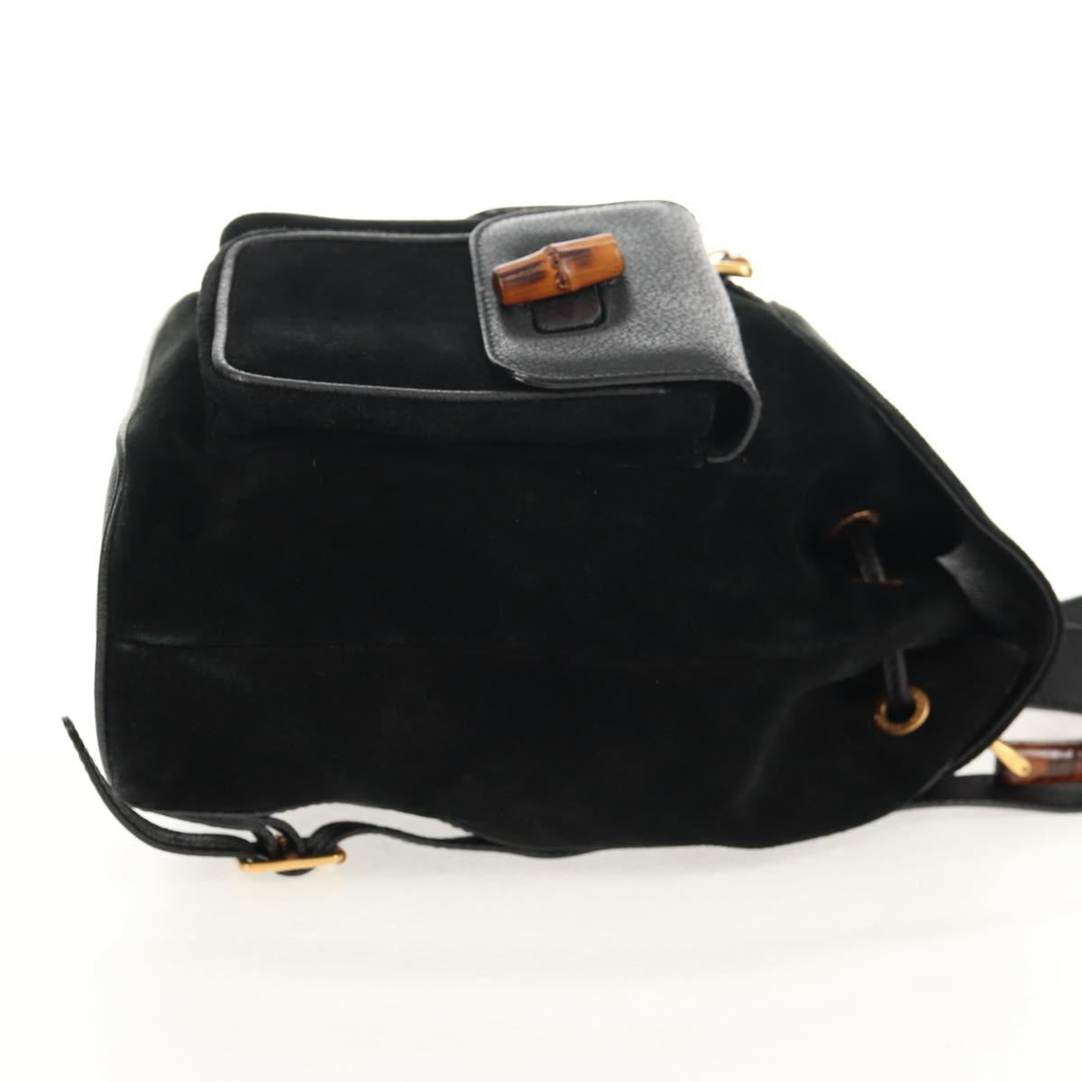 GUCCI Bamboo Backpack Suede Black Gold 003 2058 0016 Auth 153019V
