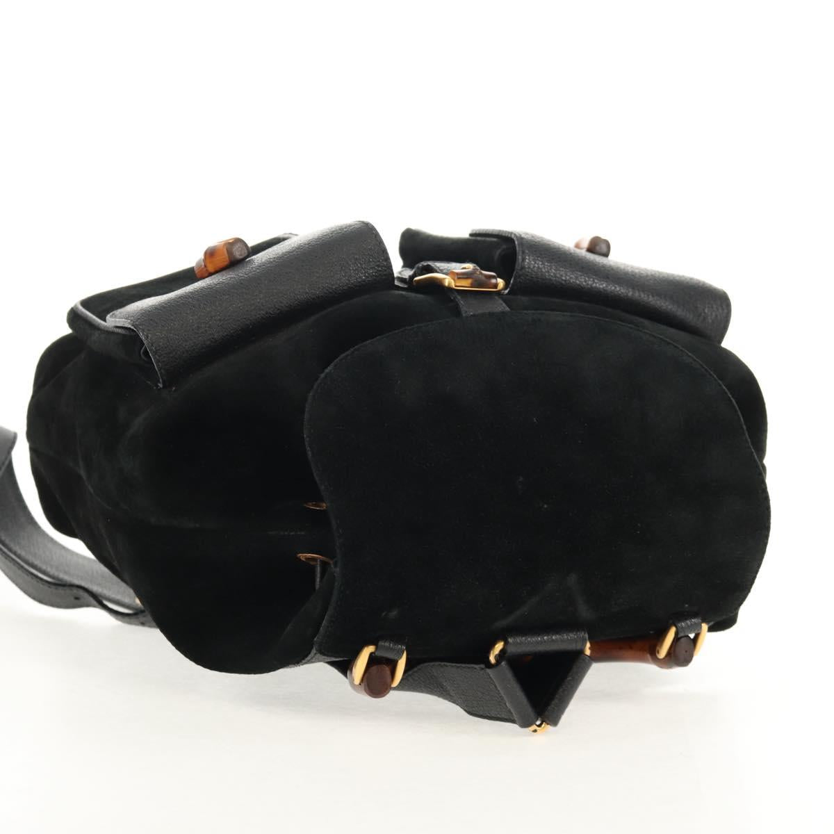 GUCCI Bamboo Backpack Suede Black Gold 003 2058 0016 Auth 153019V