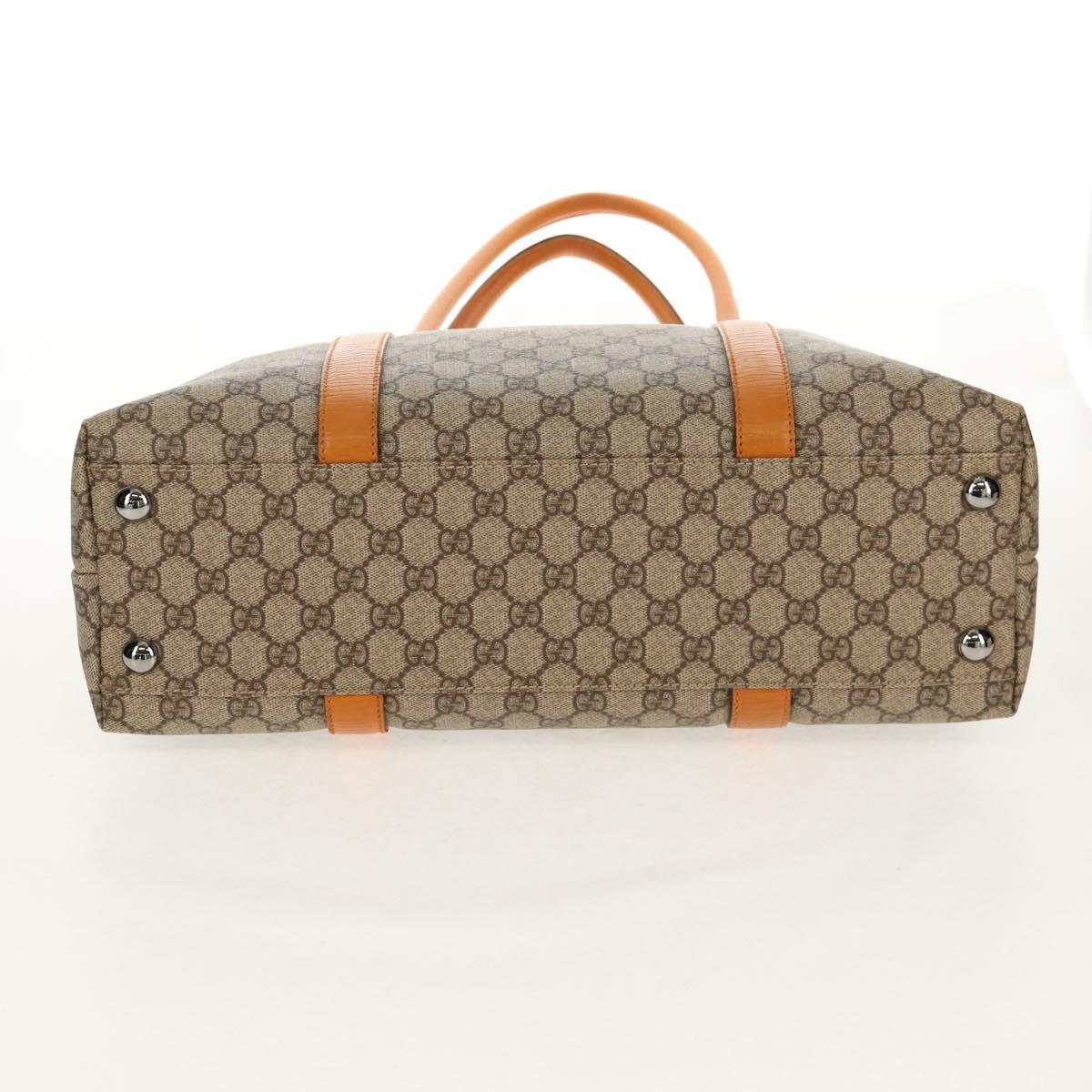 GUCCI GG Supreme Tote Bag PVC Beige Silver 114288 Auth 153030V