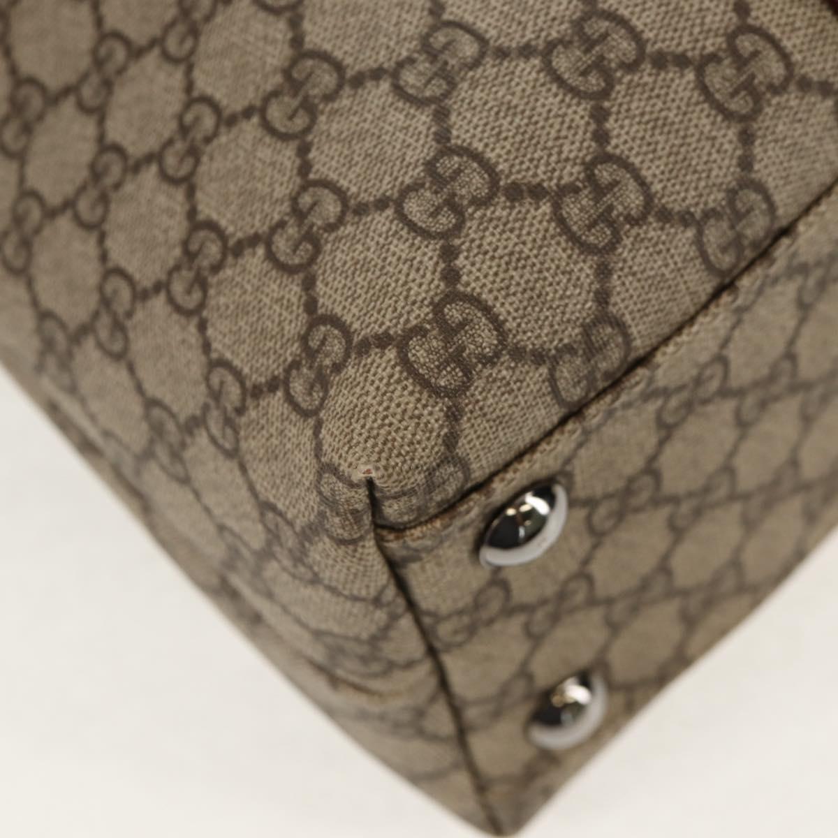 GUCCI GG Supreme Tote Bag PVC Beige Silver 114288 Auth 153030V