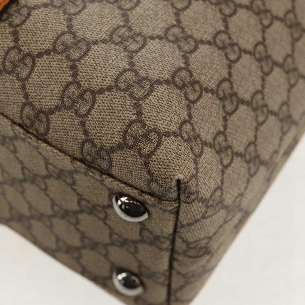 GUCCI GG Supreme Tote Bag PVC Beige Silver 114288 Auth 153030V