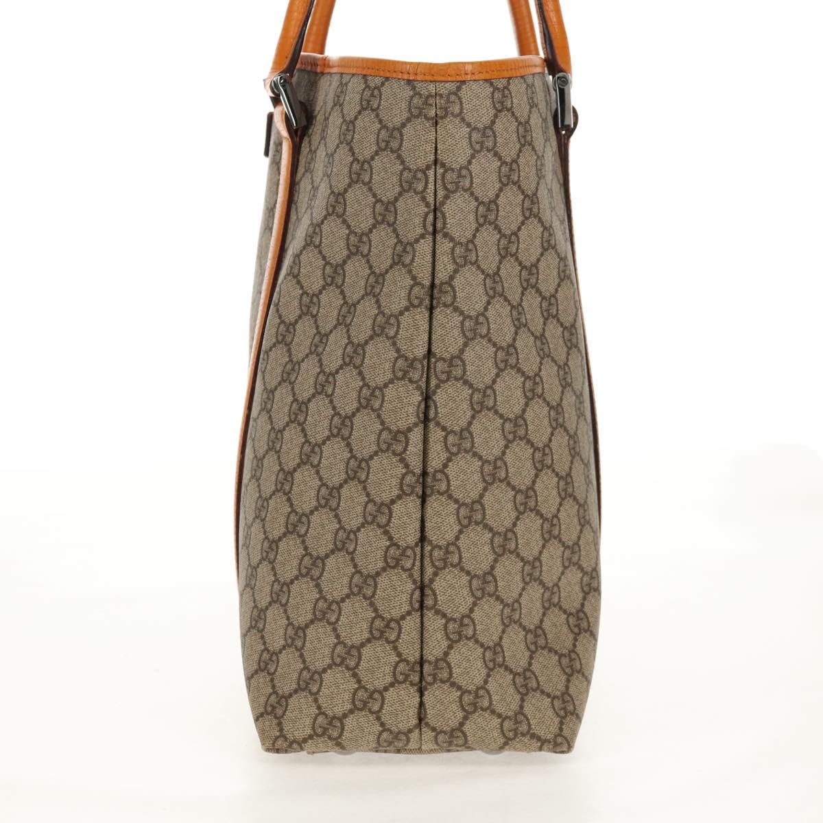 GUCCI GG Supreme Tote Bag PVC Beige Silver 114288 Auth 153030V