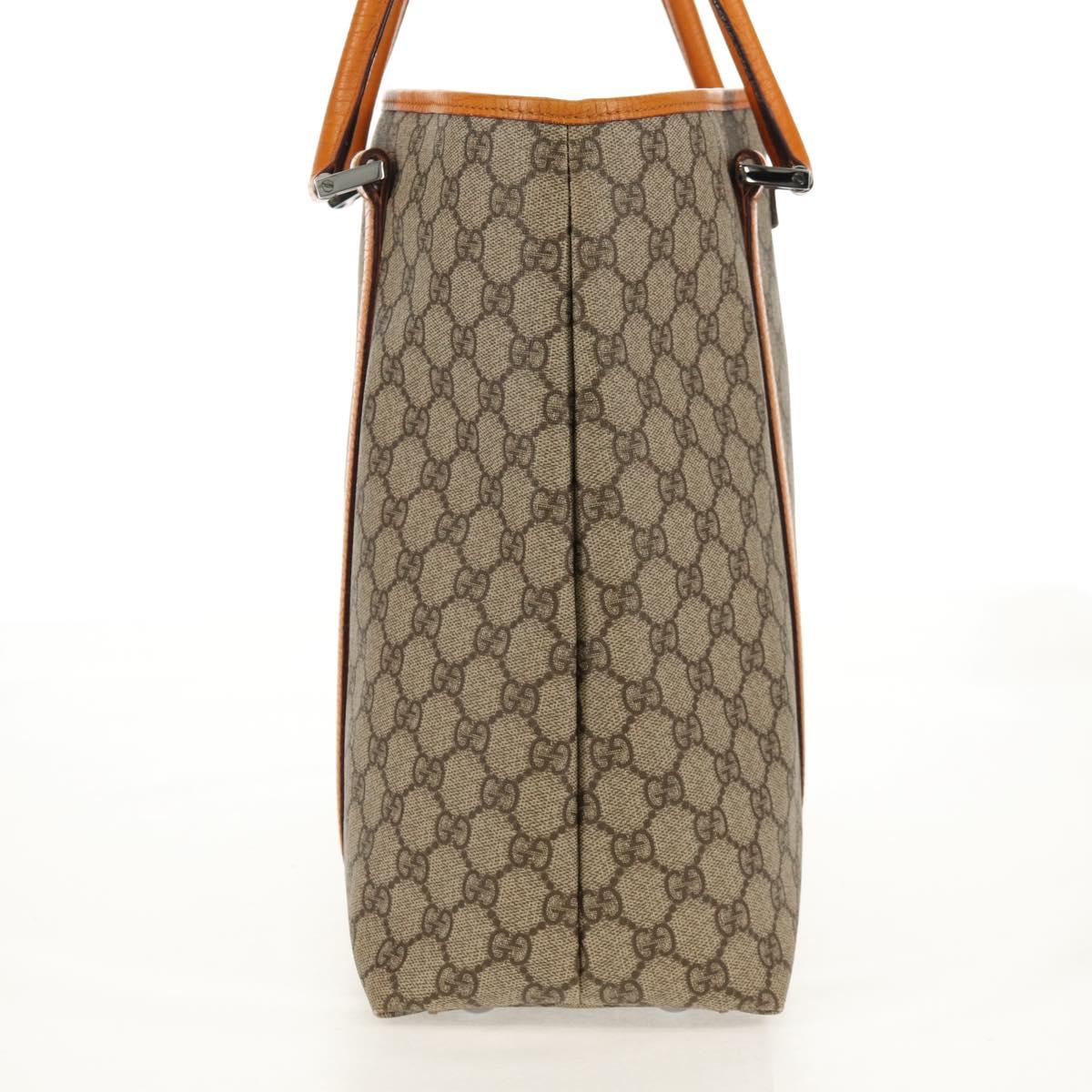 GUCCI GG Supreme Tote Bag PVC Beige Silver 114288 Auth 153030V