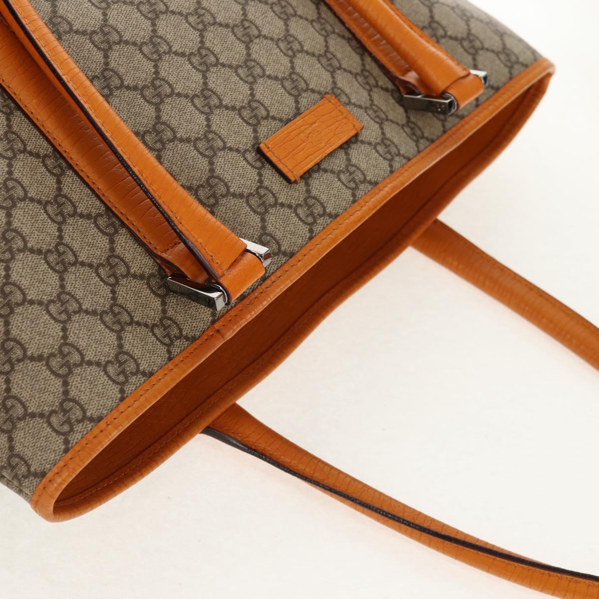 GUCCI GG Supreme Tote Bag PVC Beige Silver 114288 Auth 153030V