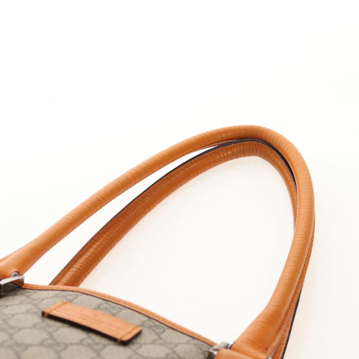 GUCCI GG Supreme Tote Bag PVC Beige Silver 114288 Auth 153030V