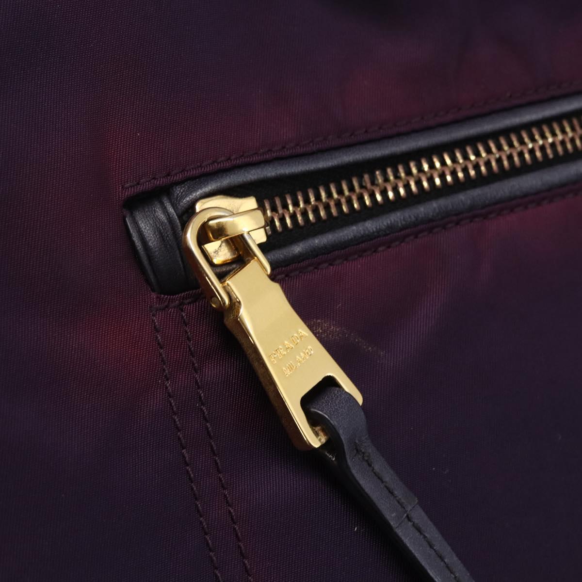 PRADA Tote Bag Nylon Purple Gold Auth 153031
