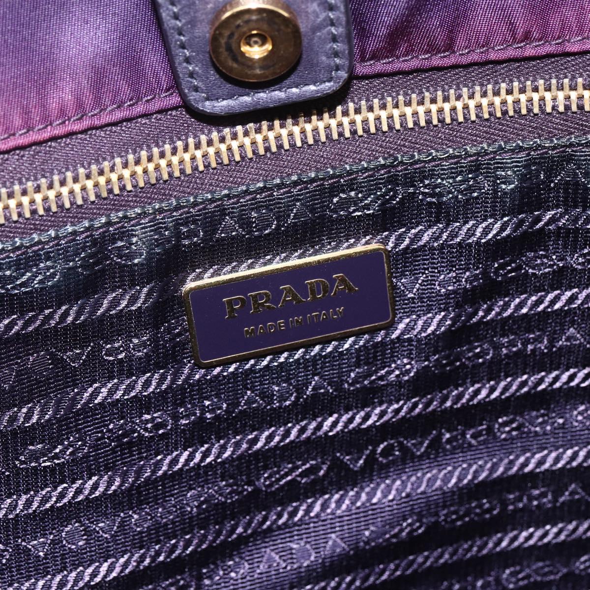 PRADA Tote Bag Nylon Purple Gold Auth 153031