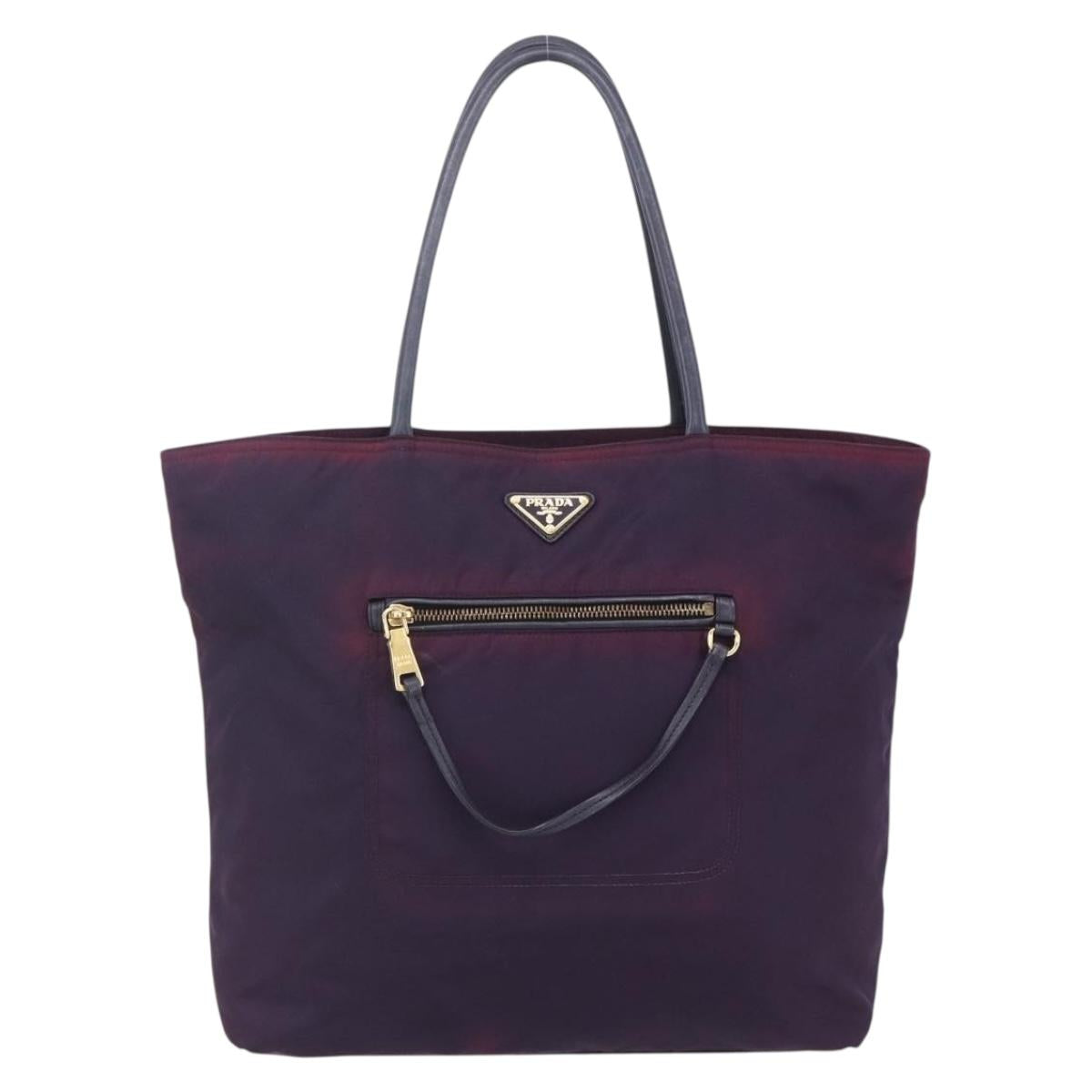 PRADA Tote Bag Nylon Purple Gold Auth 153031