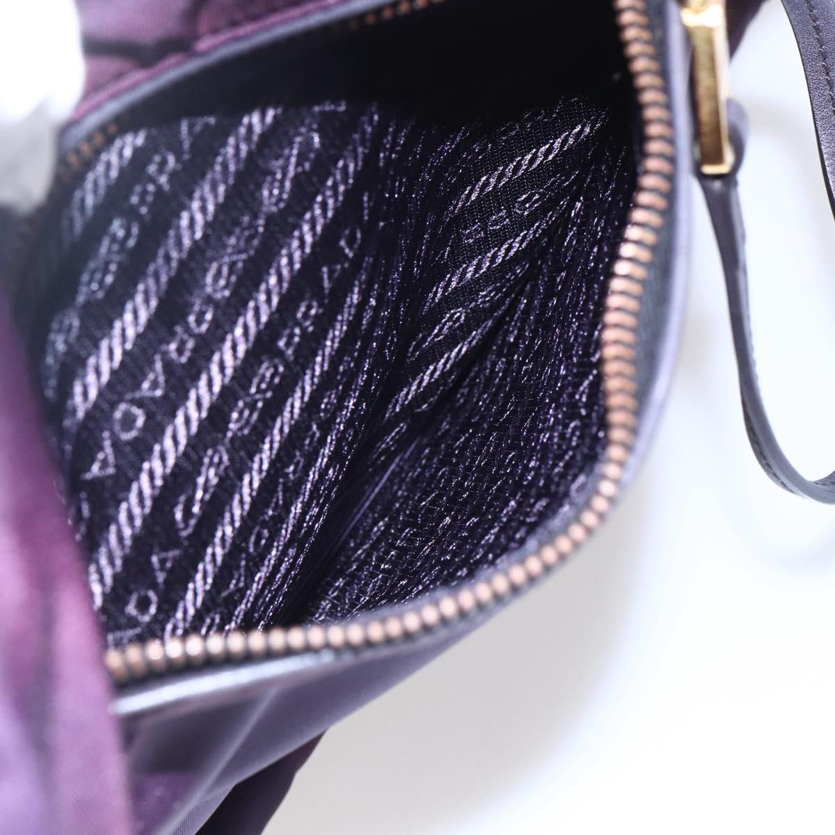 PRADA Tote Bag Nylon Purple Gold Auth 153031