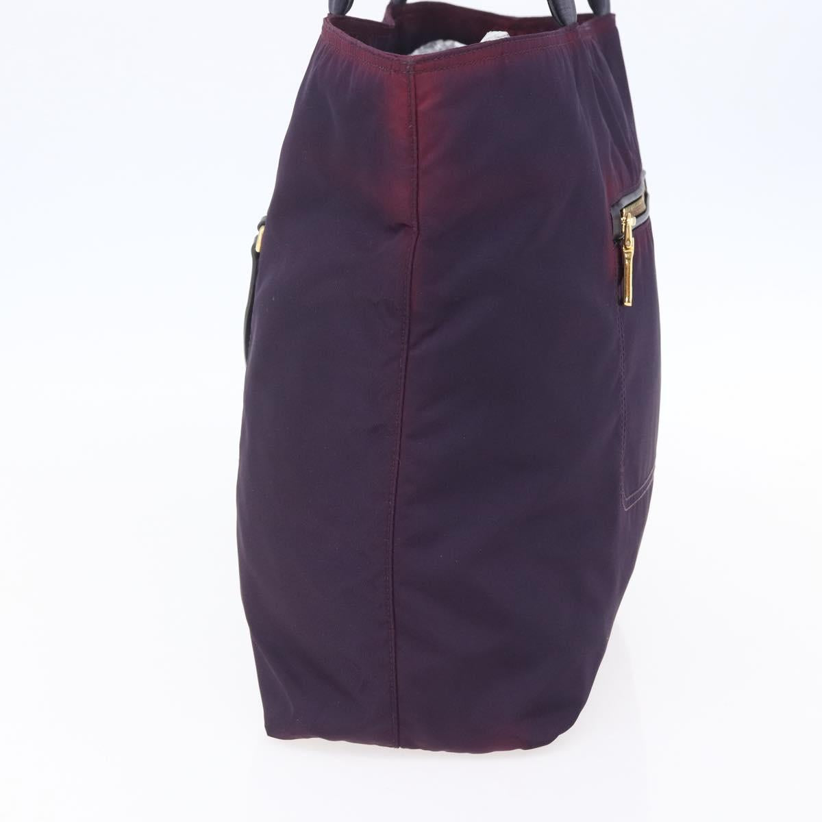 PRADA Tote Bag Nylon Purple Gold Auth 153031