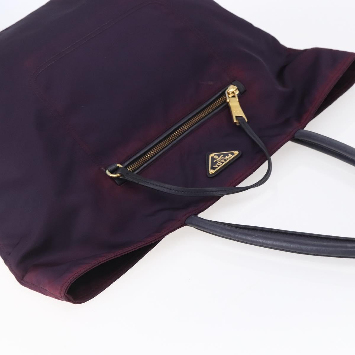 PRADA Tote Bag Nylon Purple Gold Auth 153031