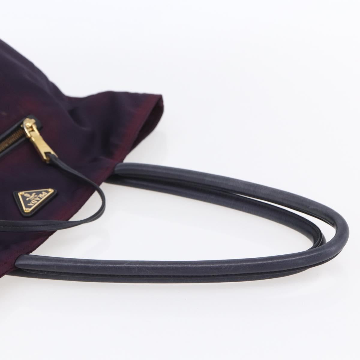 PRADA Tote Bag Nylon Purple Gold Auth 153031
