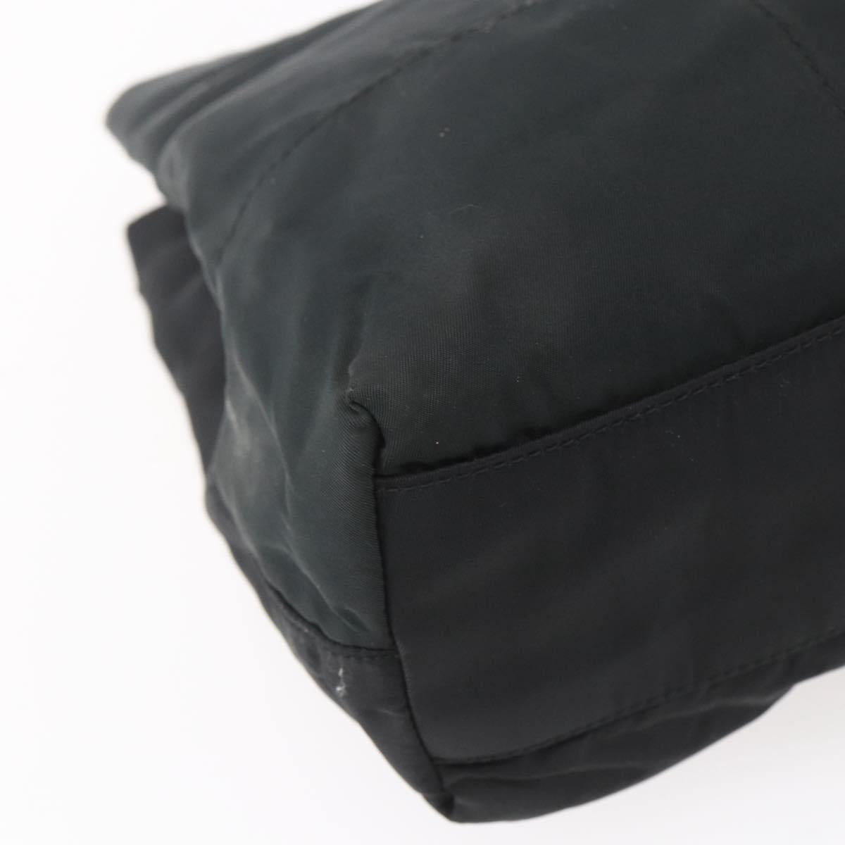 PRADA Tote Bag Nylon Black Silver Auth 153032