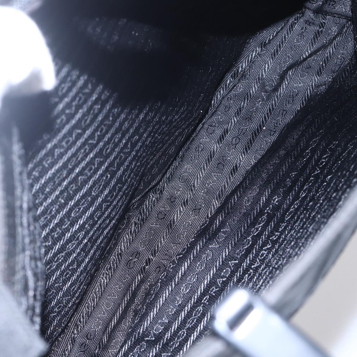 PRADA Tote Bag Nylon Black Silver Auth 153032