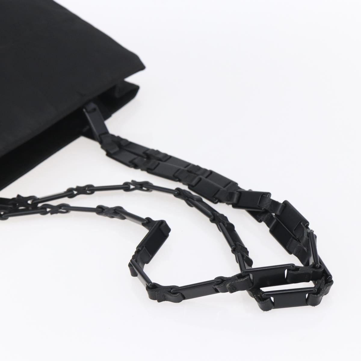 PRADA Tote Bag Nylon Black Silver Auth 153032