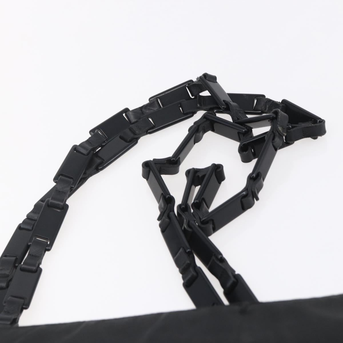 PRADA Tote Bag Nylon Black Silver Auth 153032