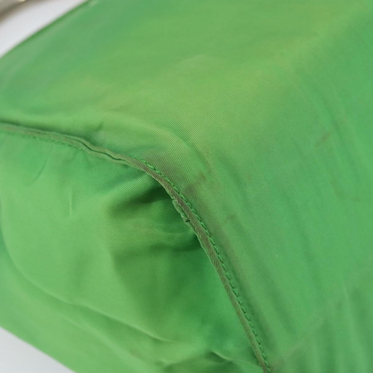 PRADA Tote Bag Nylon Green Gold Auth 153035