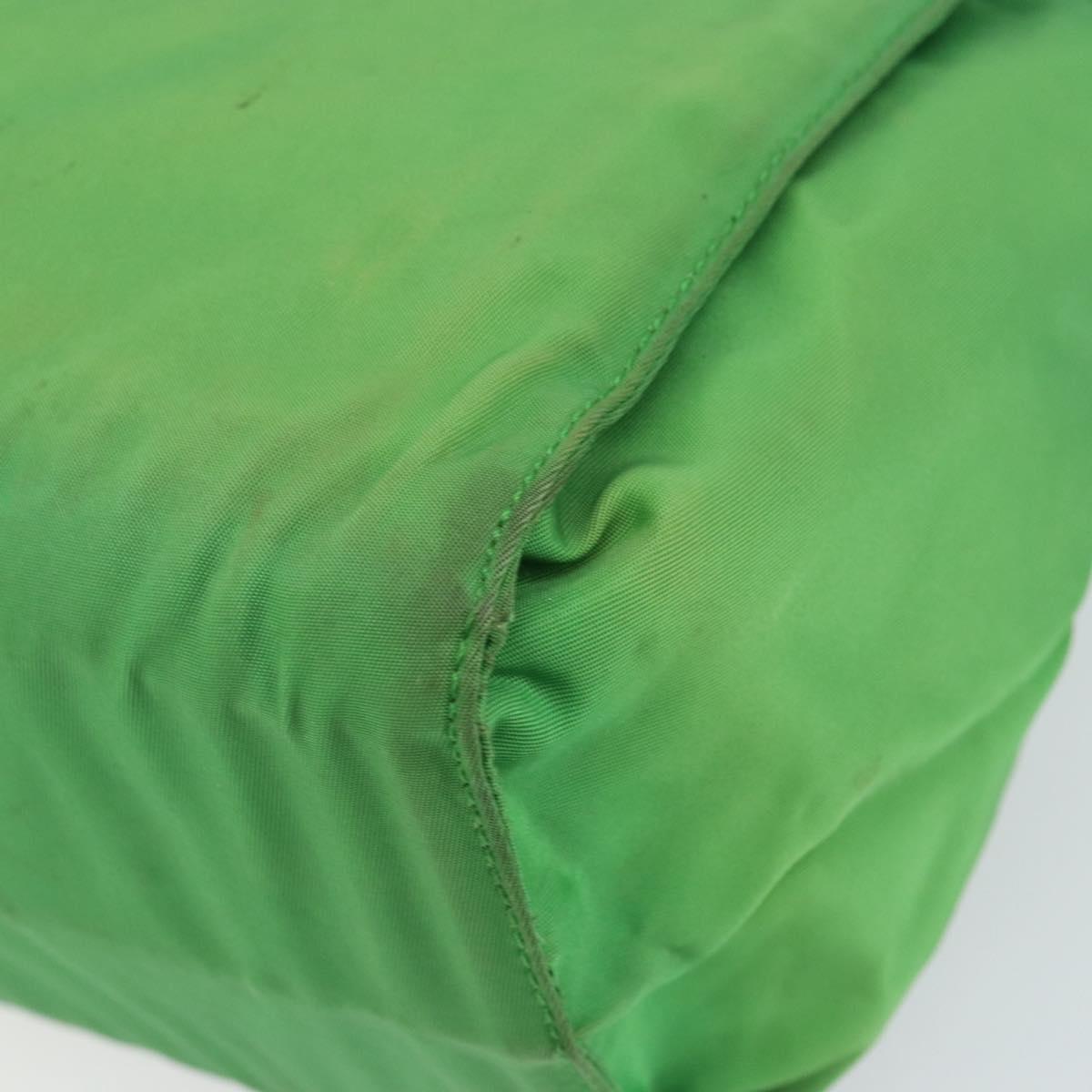 PRADA Tote Bag Nylon Green Gold Auth 153035