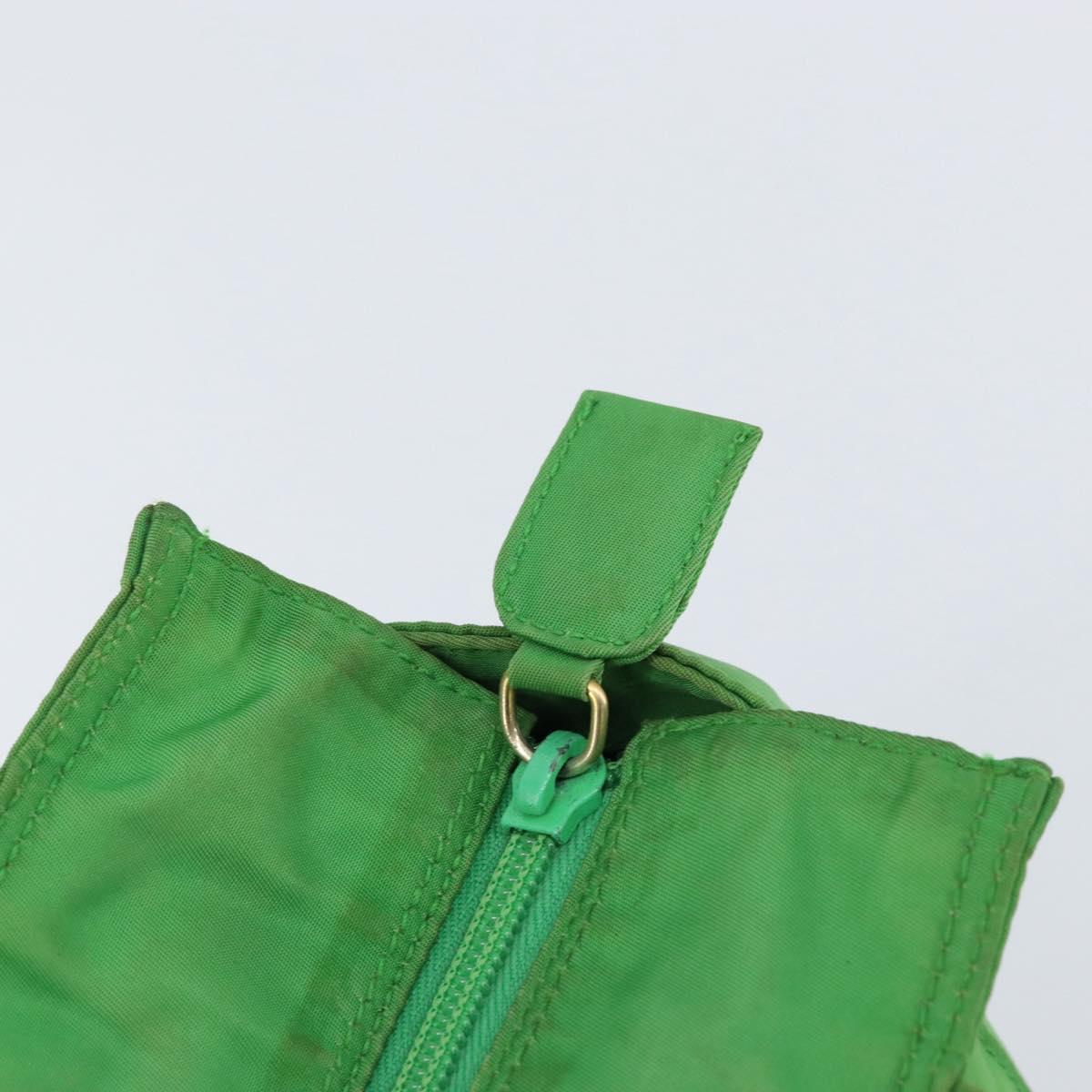 PRADA Tote Bag Nylon Green Gold Auth 153035