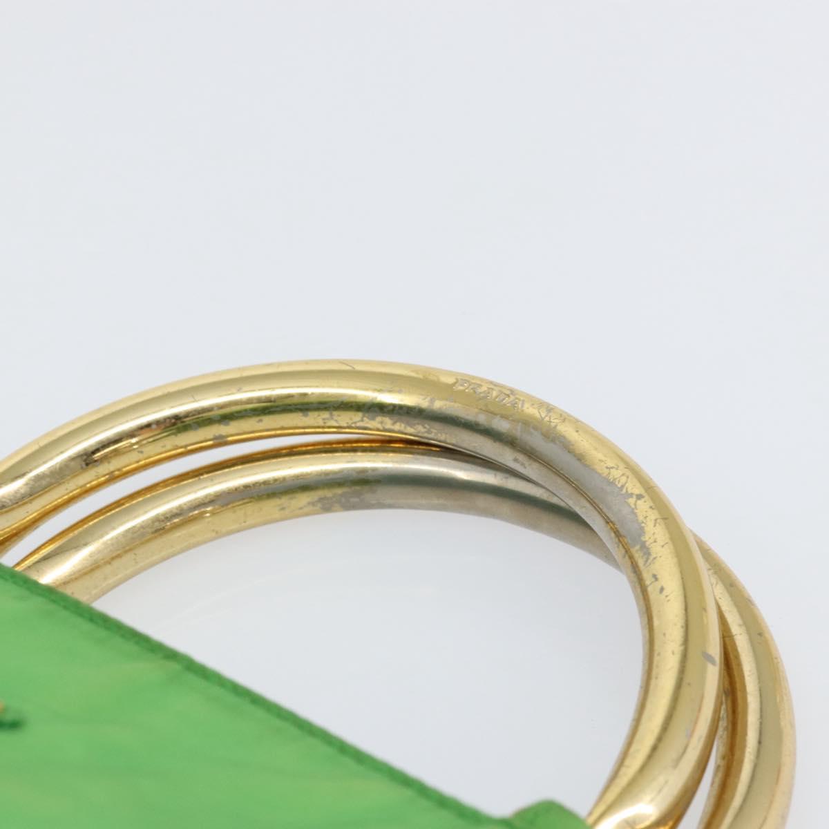 PRADA Tote Bag Nylon Green Gold Auth 153035