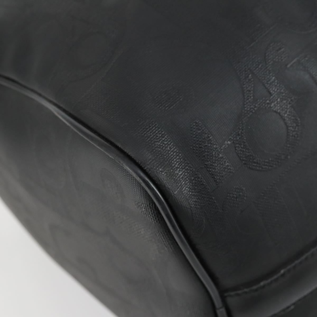Christian Dior Trotter Canvas Boston Bag PVC Black Gold Auth 153036