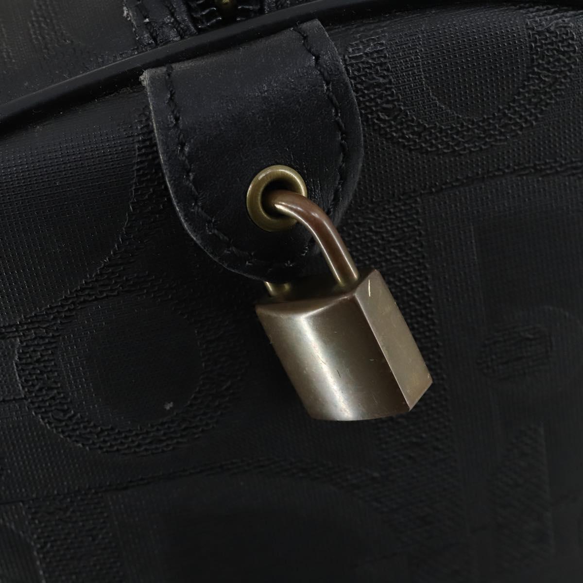 Christian Dior Trotter Canvas Boston Bag PVC Black Gold Auth 153036