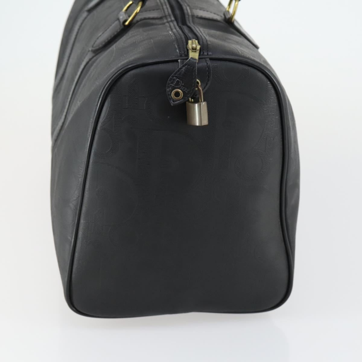 Christian Dior Trotter Canvas Boston Bag PVC Black Gold Auth 153036