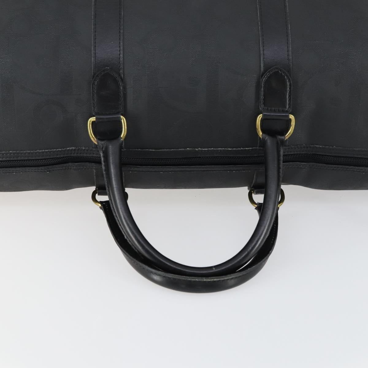 Christian Dior Trotter Canvas Boston Bag PVC Black Gold Auth 153036