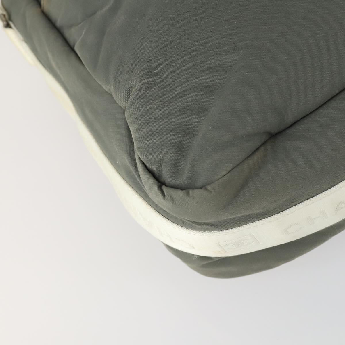 CHANEL Sports Line Shoulder Bag Canvas Gray Silver CC Auth 153037