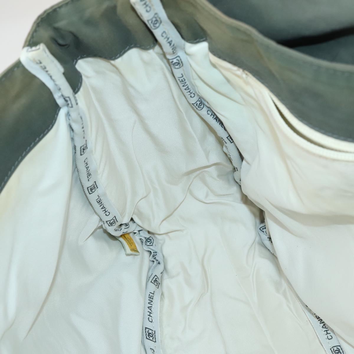 CHANEL Sports Line Shoulder Bag Canvas Gray Silver CC Auth 153037