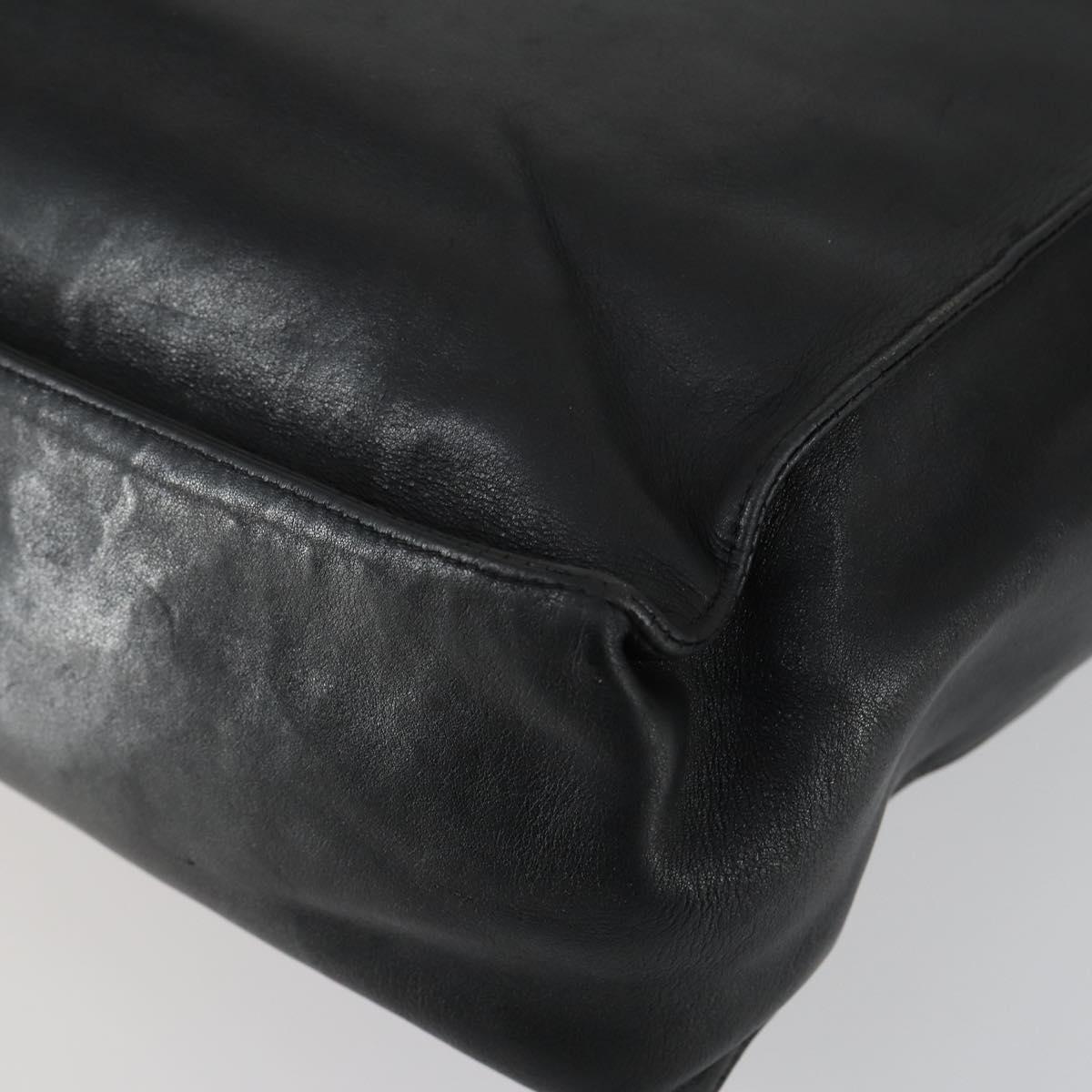 CHANEL COCO Mark Chain Shoulder Bag Lamb Skin Black Gold CC Auth 153038