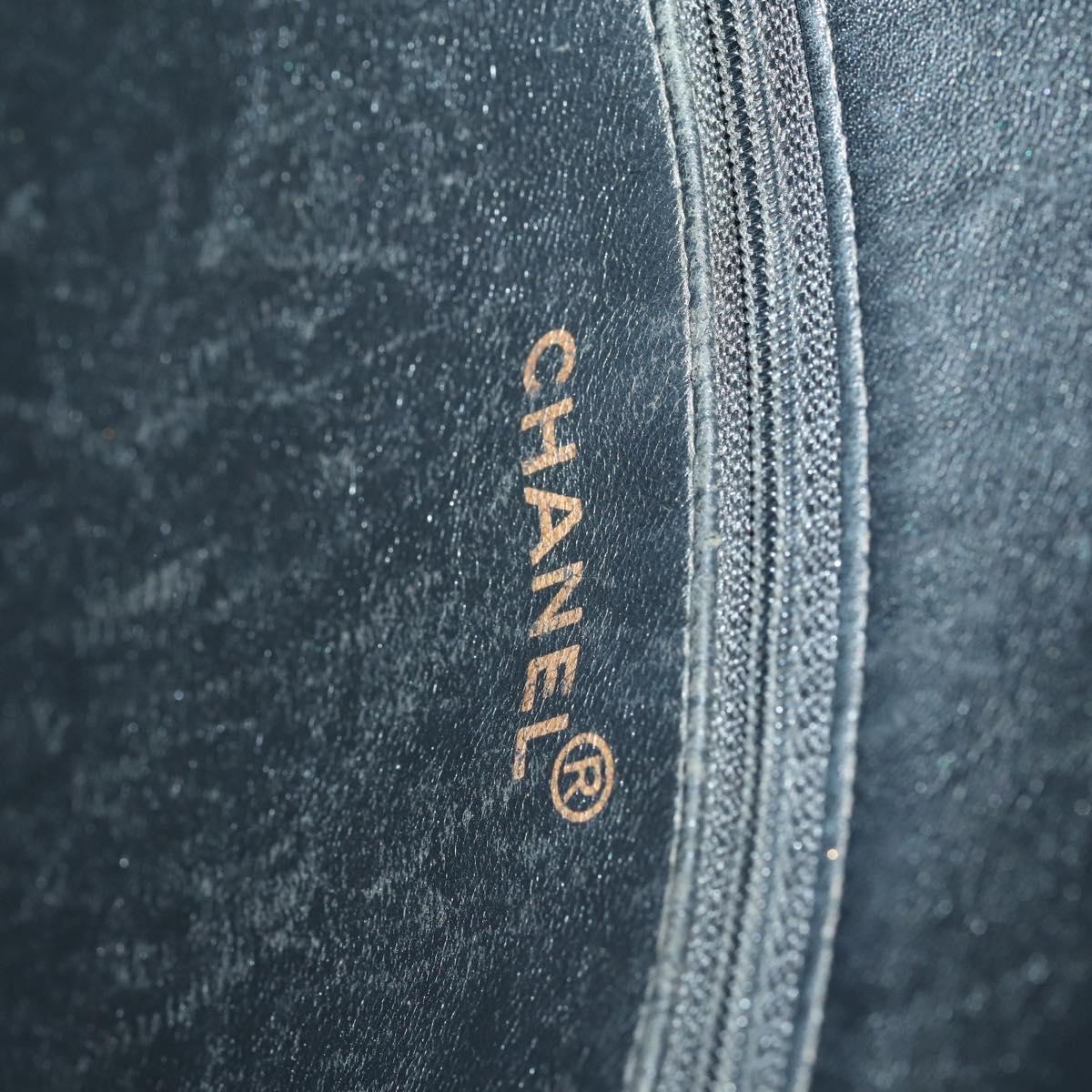 CHANEL COCO Mark Chain Shoulder Bag Lamb Skin Black Gold CC Auth 153038