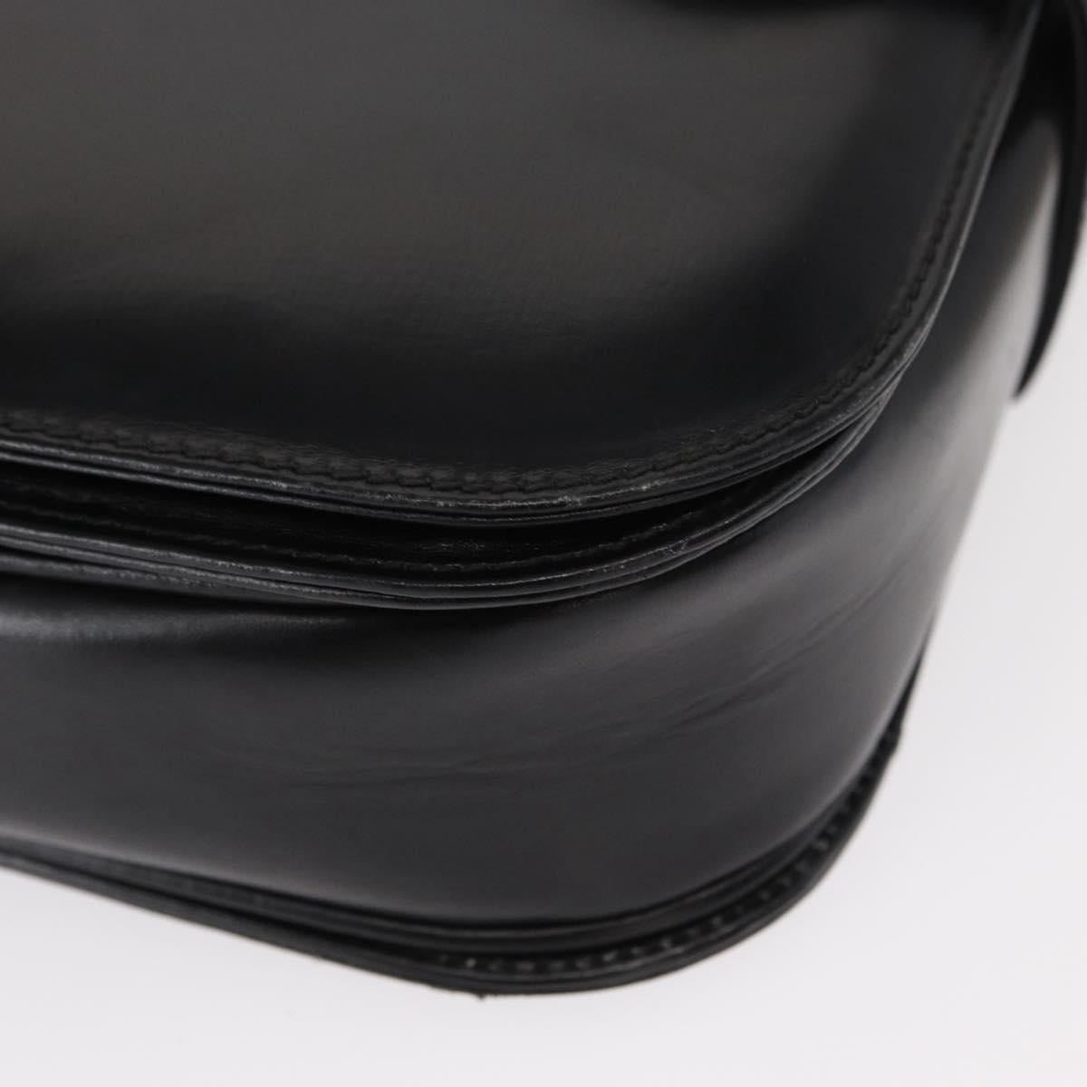 GUCCI Shoulder Bag Leather Black Gold Auth 153040