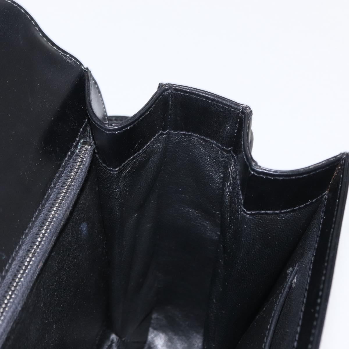 GUCCI Shoulder Bag Leather Black Gold Auth 153040