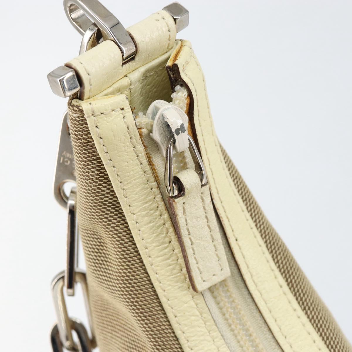 GUCCI Chain Shoulder Bag Canvas Beige Silver 001 3873 3754 Auth 153043