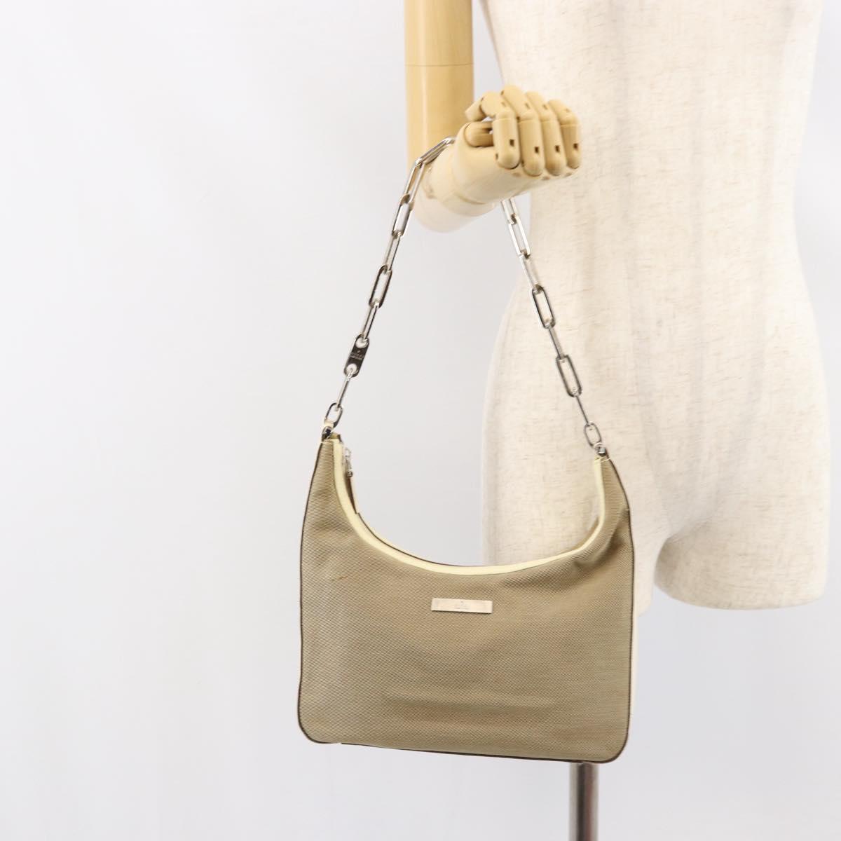 GUCCI Chain Shoulder Bag Canvas Beige Silver 001 3873 3754 Auth 153043