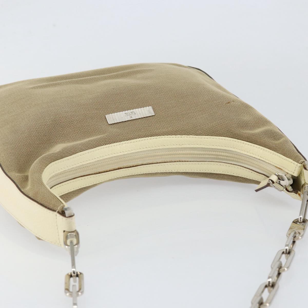 GUCCI Chain Shoulder Bag Canvas Beige Silver 001 3873 3754 Auth 153043