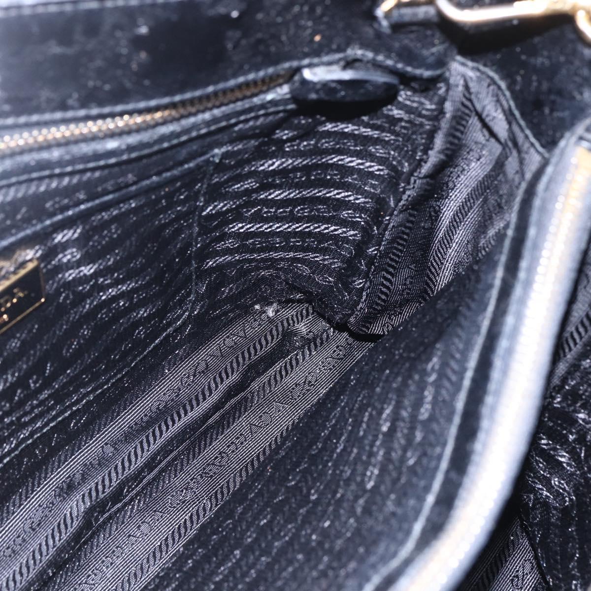 PRADA Hand Bag Nylon 2way Black Silver Auth 153044